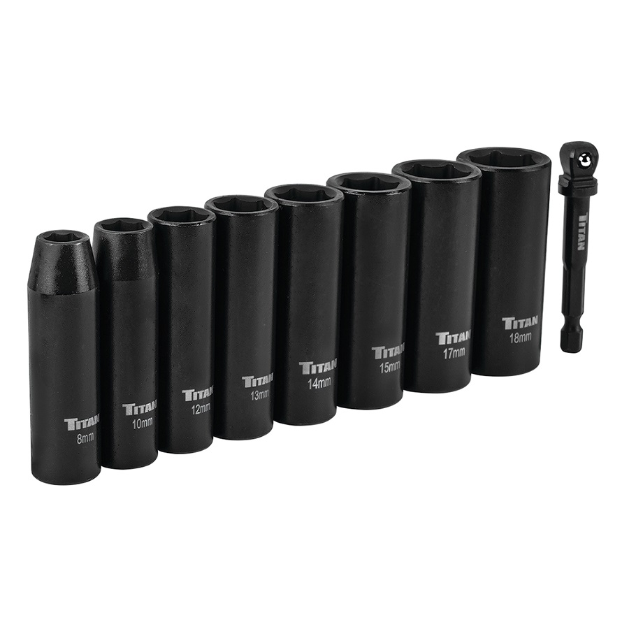 Titan™ 3/8" 6-Point Deep Impact Socket Set - Metric